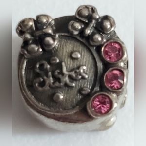 925 pandora PGDA sister charm sterling retired Italy butterfly pink rhinestones